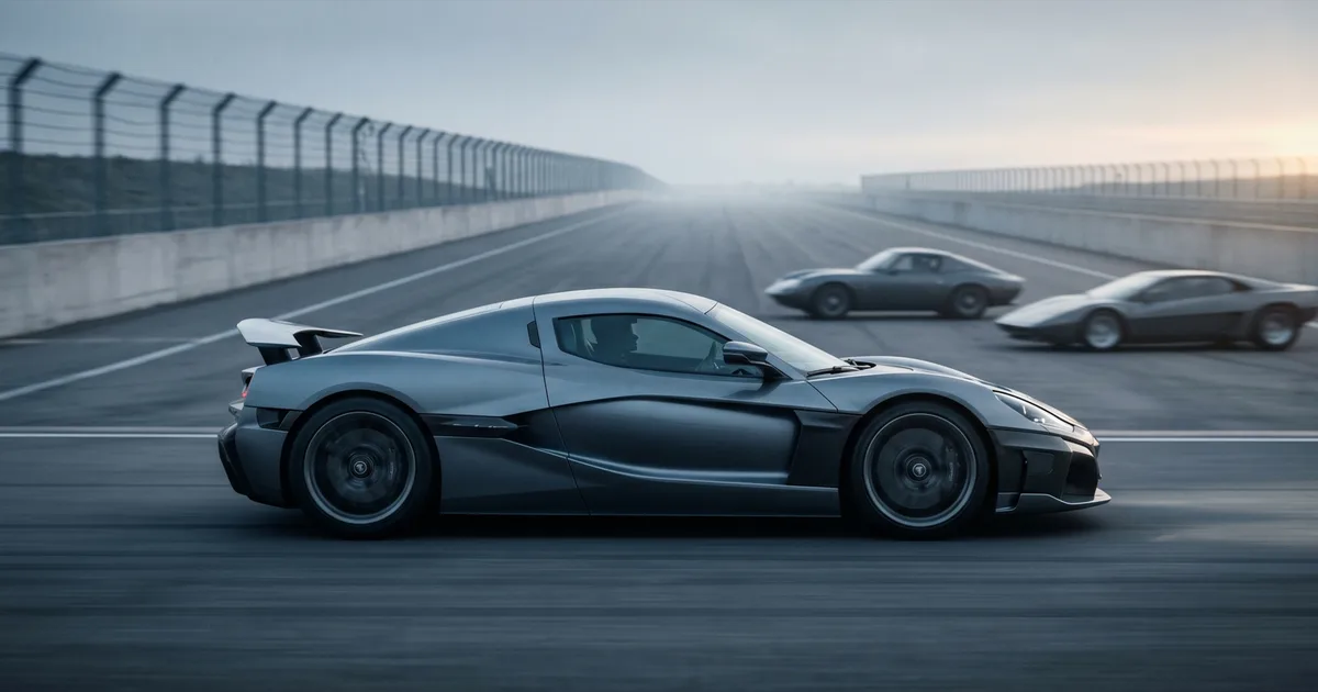 Lineup of the world's fastest hypercars on a track including the Yangwang U9 Xtreme and Bugatti Bolide