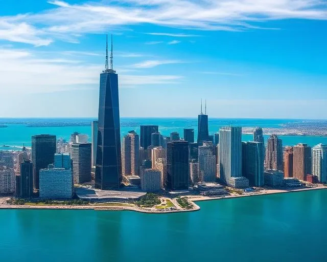 Chicago skyline with Lake Michigan