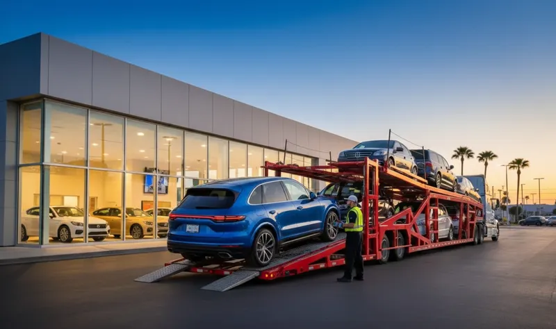 Car being delivered from dealership to home